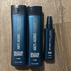 Brazilian Blowout Anti Aging bundle Shampoo, Conditioner & Correct Prevent Spray